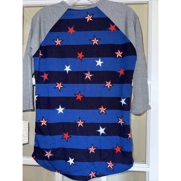 lularoe XS Extra Small Patriotic Randy top Stars red white blue nwt - Picture 5 of 5